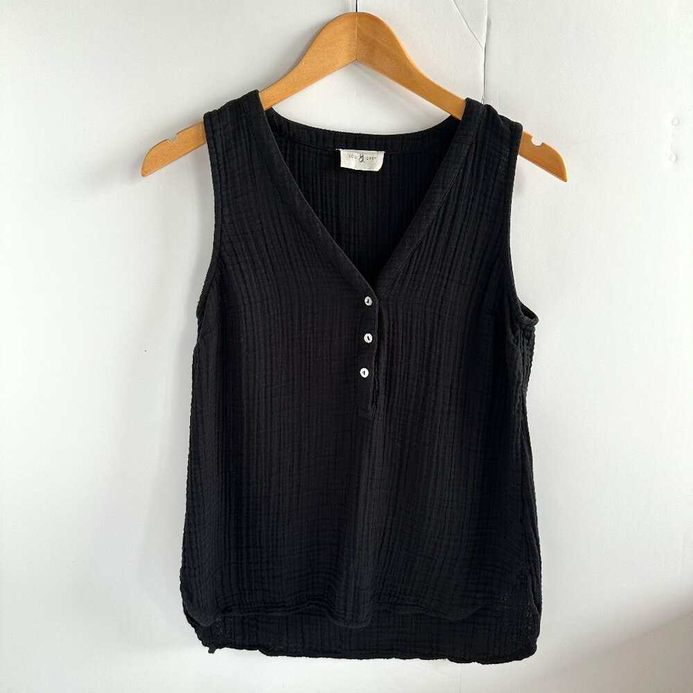 Lou & Grey Black Gauze Tank Top